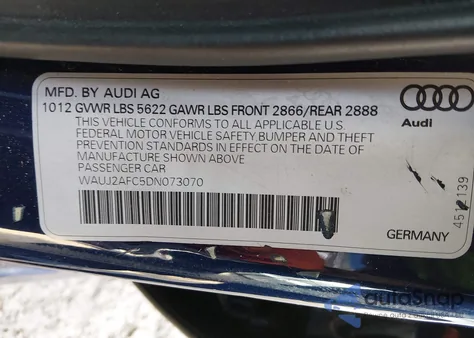 2013 Audi S6 4.0T Prestige z USA, uszkodzony, nr VIN WAUJ2AFC5DN073070